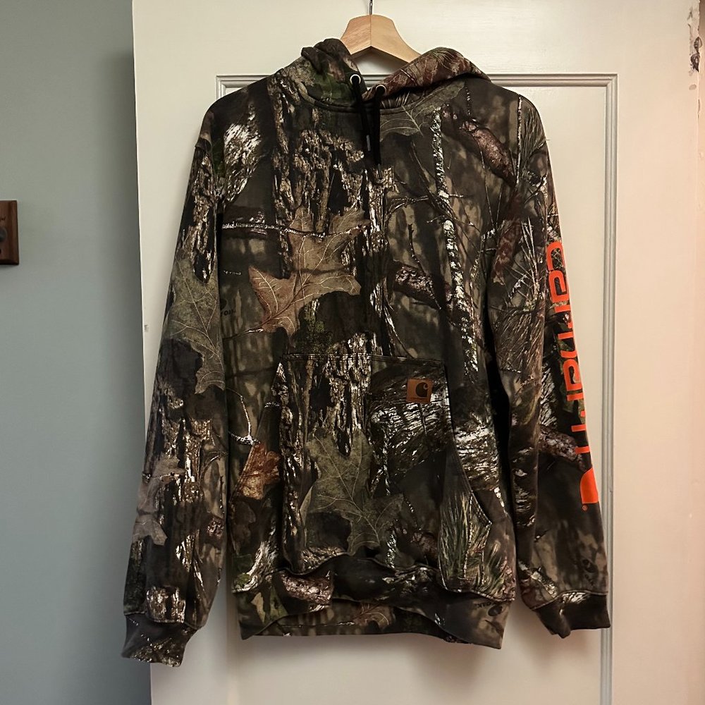 Carhartt Mens Mid-weight Hooded Sweatshirt Sweater Size Small S Camouflage Camo